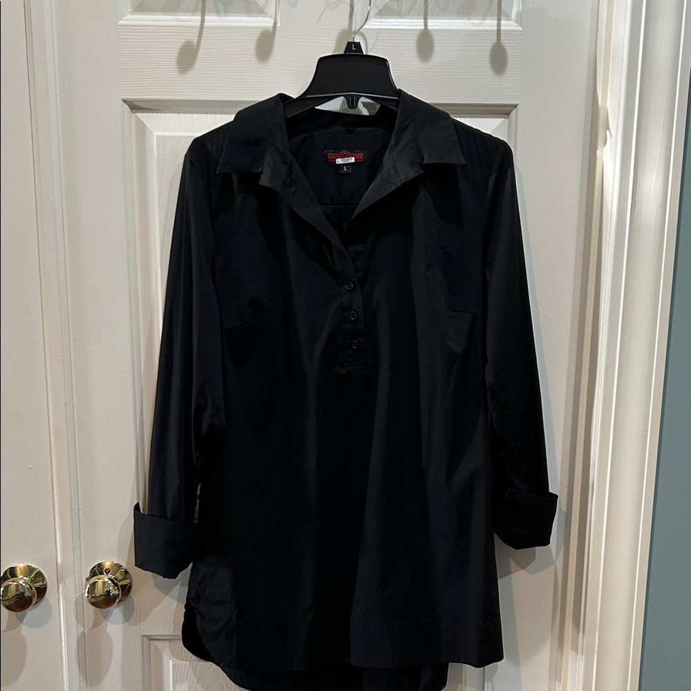 Krazy Larry High Low hem Button Up Tunic Blouse